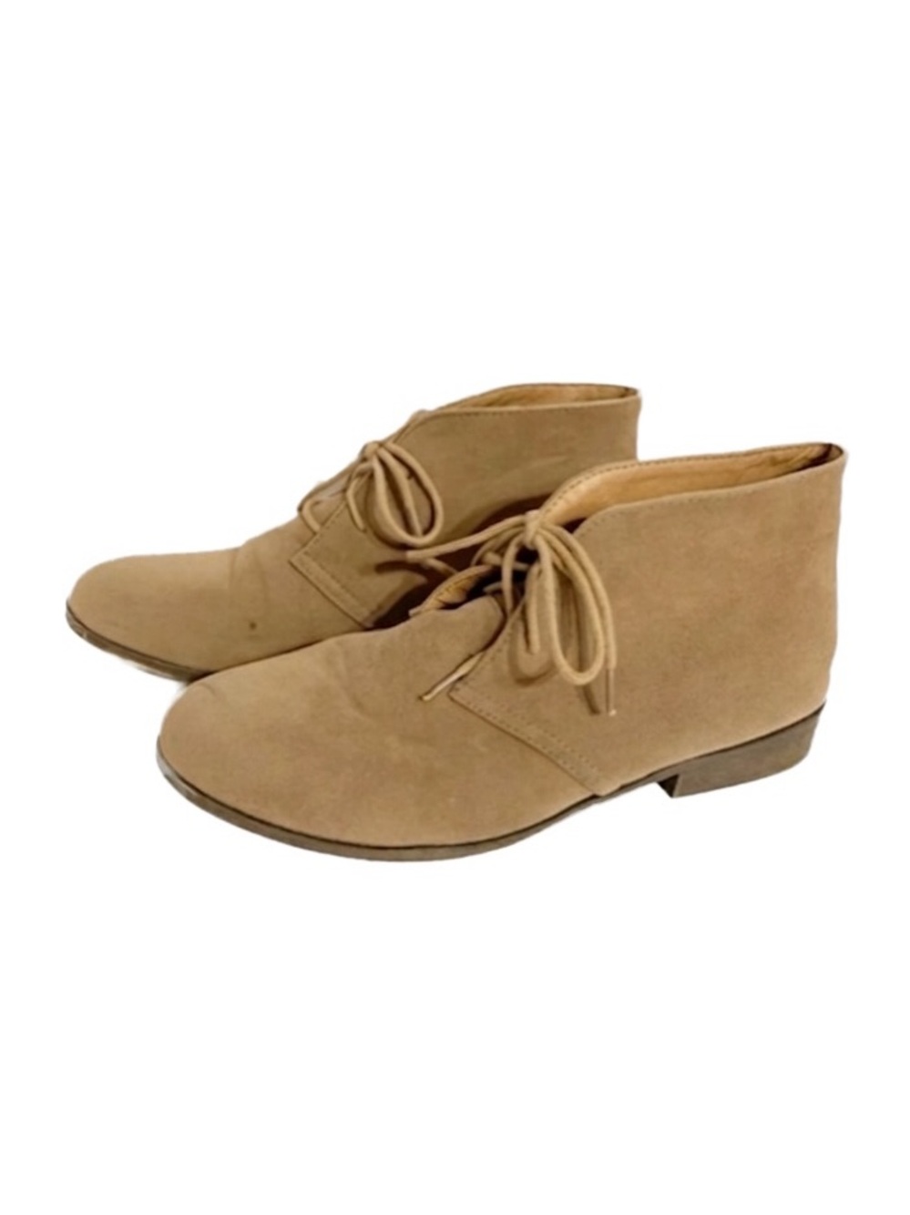 Madden Girl Dontee Faux Leather Ankle Chukka Boots Lace Up Rounded Toe Taupe